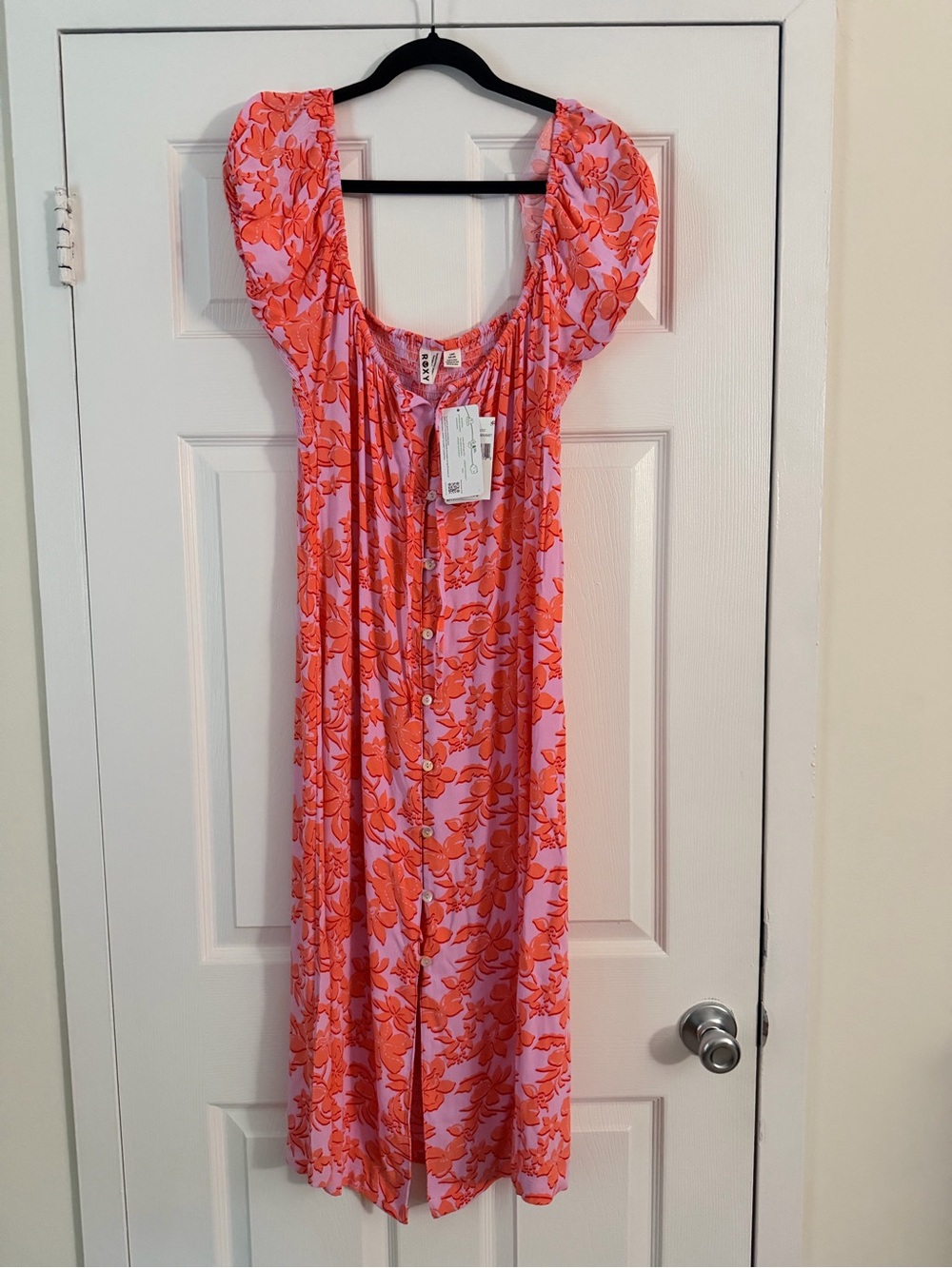 Roxy Lilac and Coral Floral Button-Front Dress